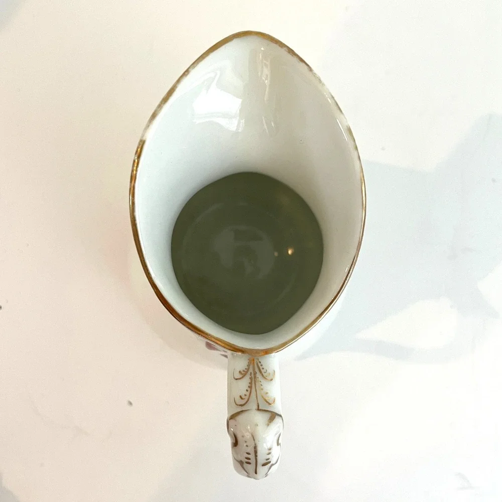 Antique CFH GDM Limoges France White Gold Porcelain Wedding Ring Teapot Creamer